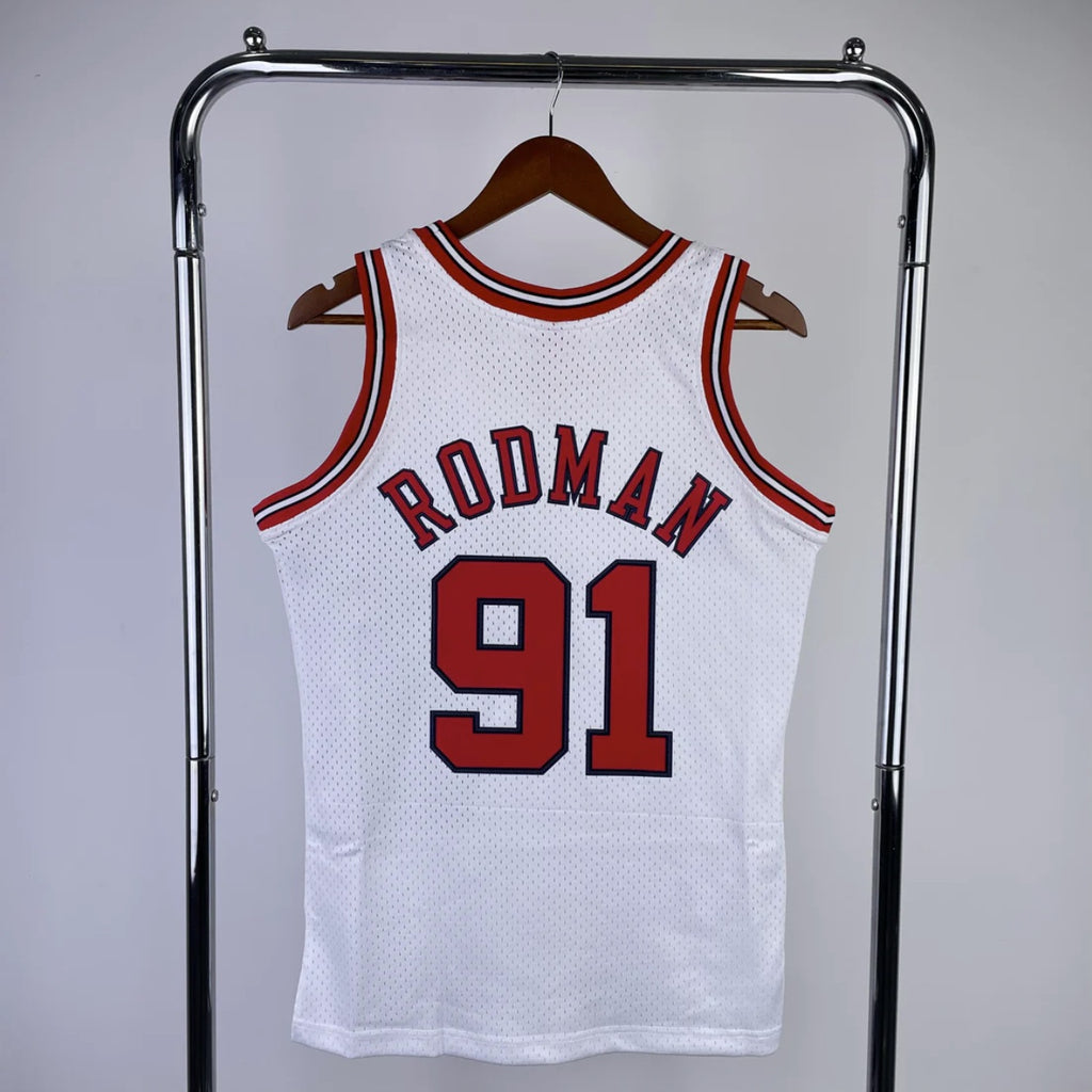 Chicago Bulls 1997-98 #91 Dennis Rodman White Mitchell & Ness Swingman Jersey