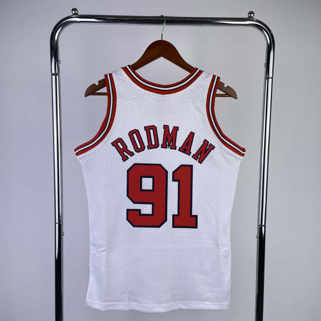 Chicago Bulls 1997-98 #91 Dennis Rodman White Mitchell & Ness Swingman Jersey