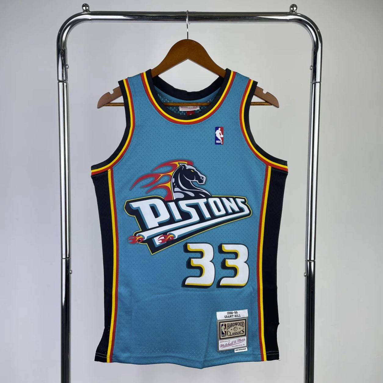 Detroit Pistons 1998 Grant Hill Teal Mitchell & Ness Hardwood Classics Swingman Jersey
