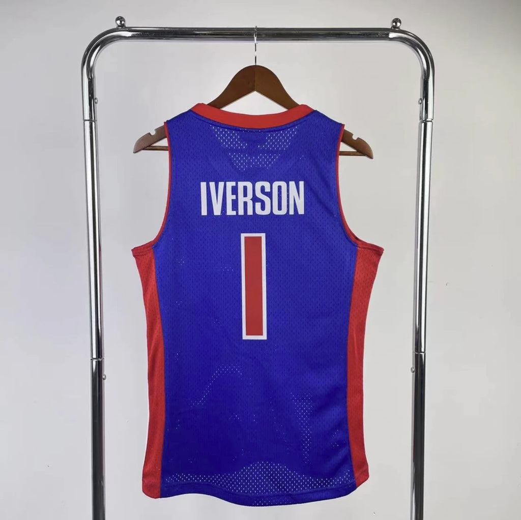 Detroit Pistons 2008-09 Allen Iverson Blue Mitchell & Ness Hardwood Classics Swingman Jersey