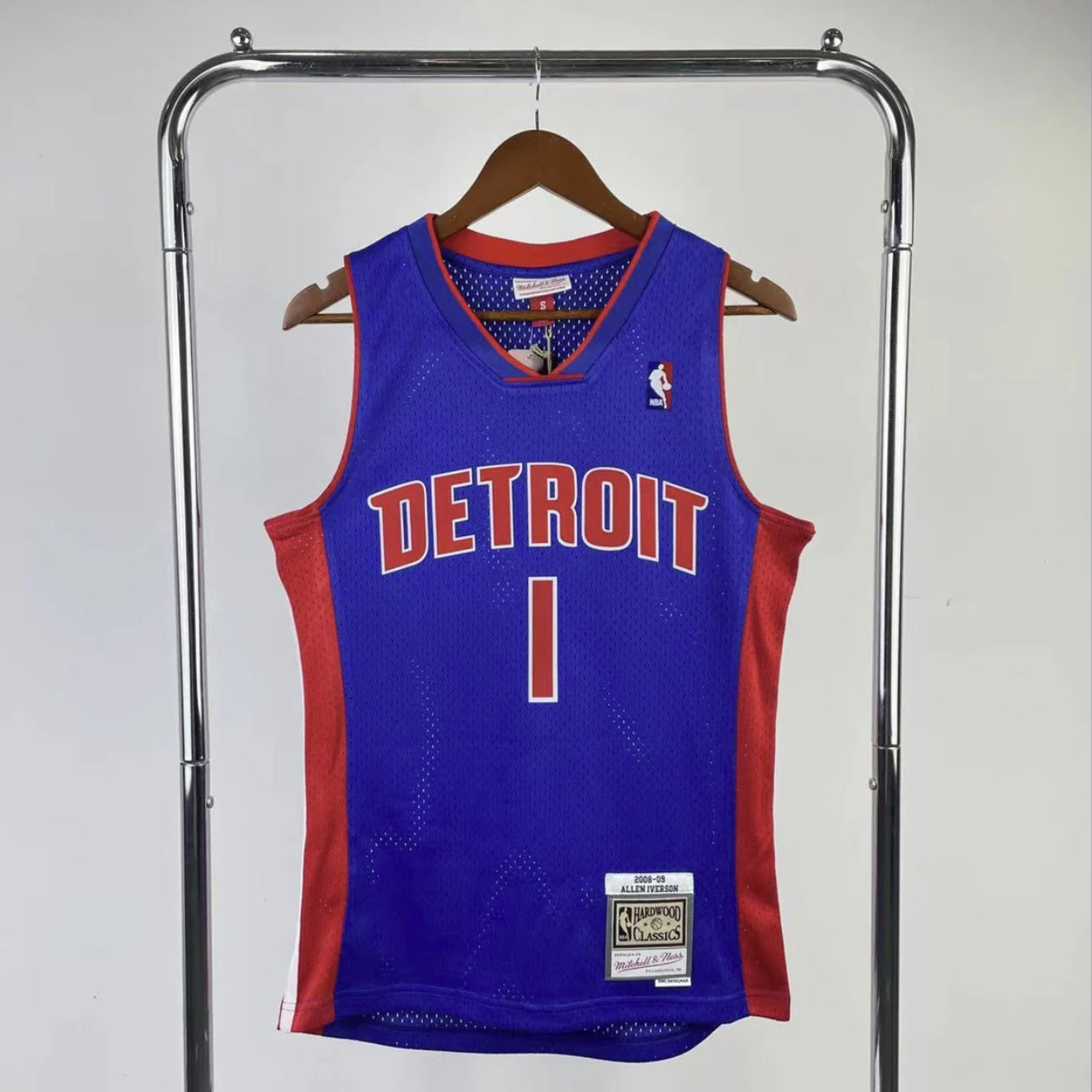 Detroit Pistons 2008-09 Allen Iverson Blue Mitchell & Ness Hardwood Classics Swingman Jersey