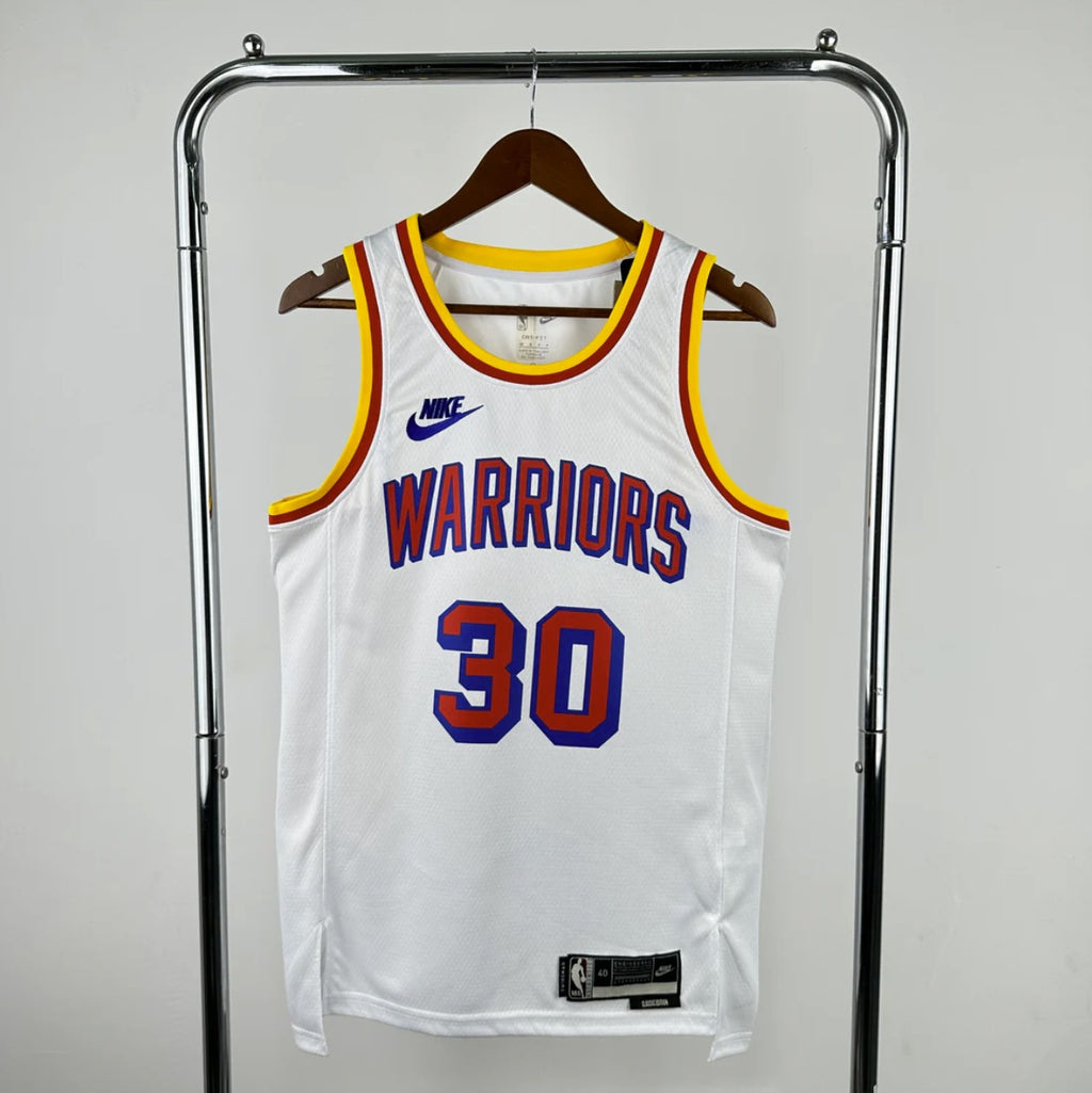 Golden State Warriors 2024-25 Steph Curry White Swingman Classic Edition Jersey
