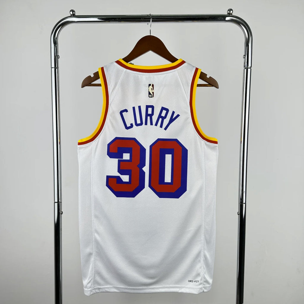 Golden State Warriors 2024-25 Steph Curry White Swingman Classic Edition Jersey