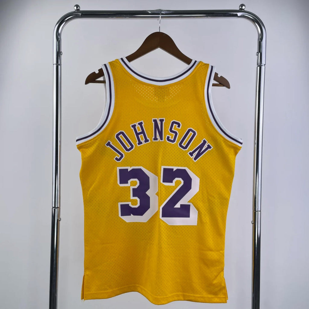 Loa Angeles Lakers 1984-85 Magic Johnson Gold Mitchell & Ness Hardwood Classics Swingman Jersey