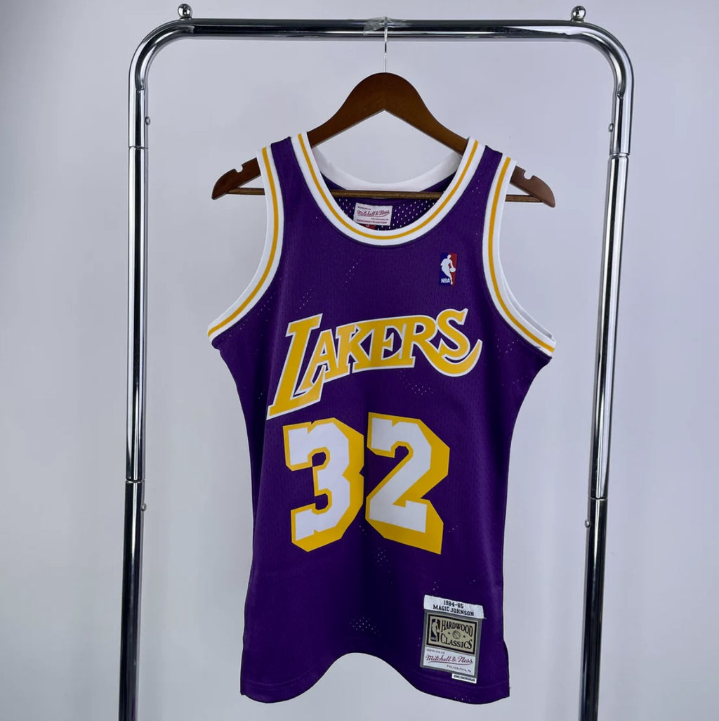 Loa Angeles Lakers 1984-85 Magic Johnson Purple Mitchell & Ness Hardwood Classics Swingman Jersey