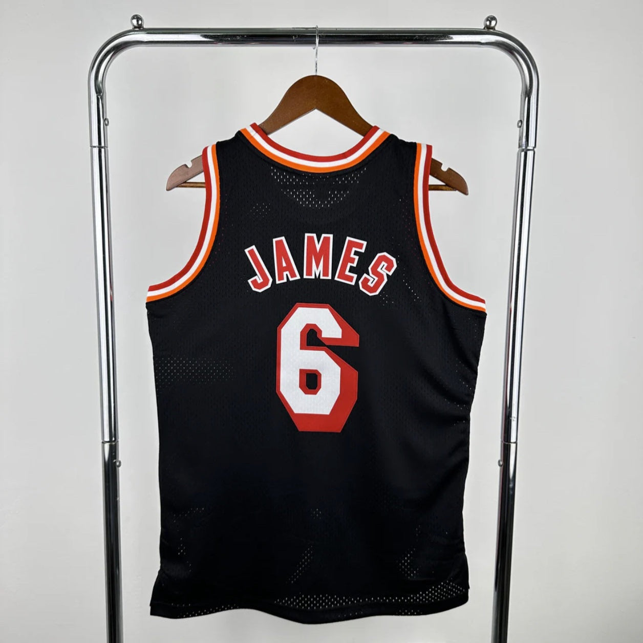 Miami Heat 2013-14 Lebron James Black and Red Mitchell & Ness Swingman Jersey
