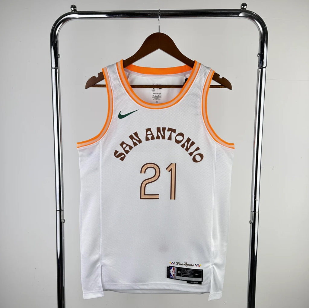 San Antonio Spurs 2023-24 Tim Duncan White Swingman City Edition Jersey